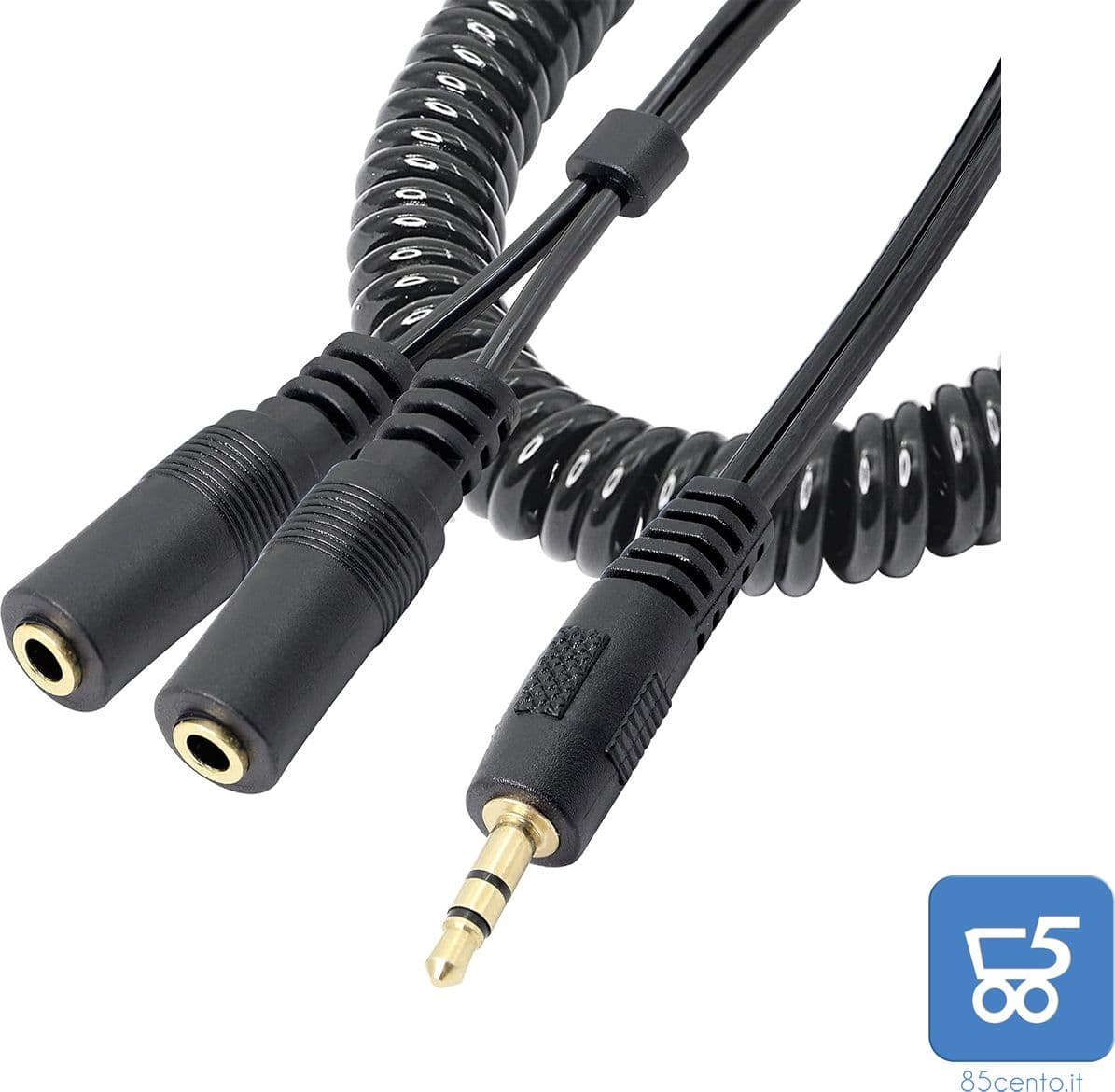 Cavo a spirale per cuffie stereo da 3,5 mm (non microfono) a 2 femmine Splitter a Y – elettronica
