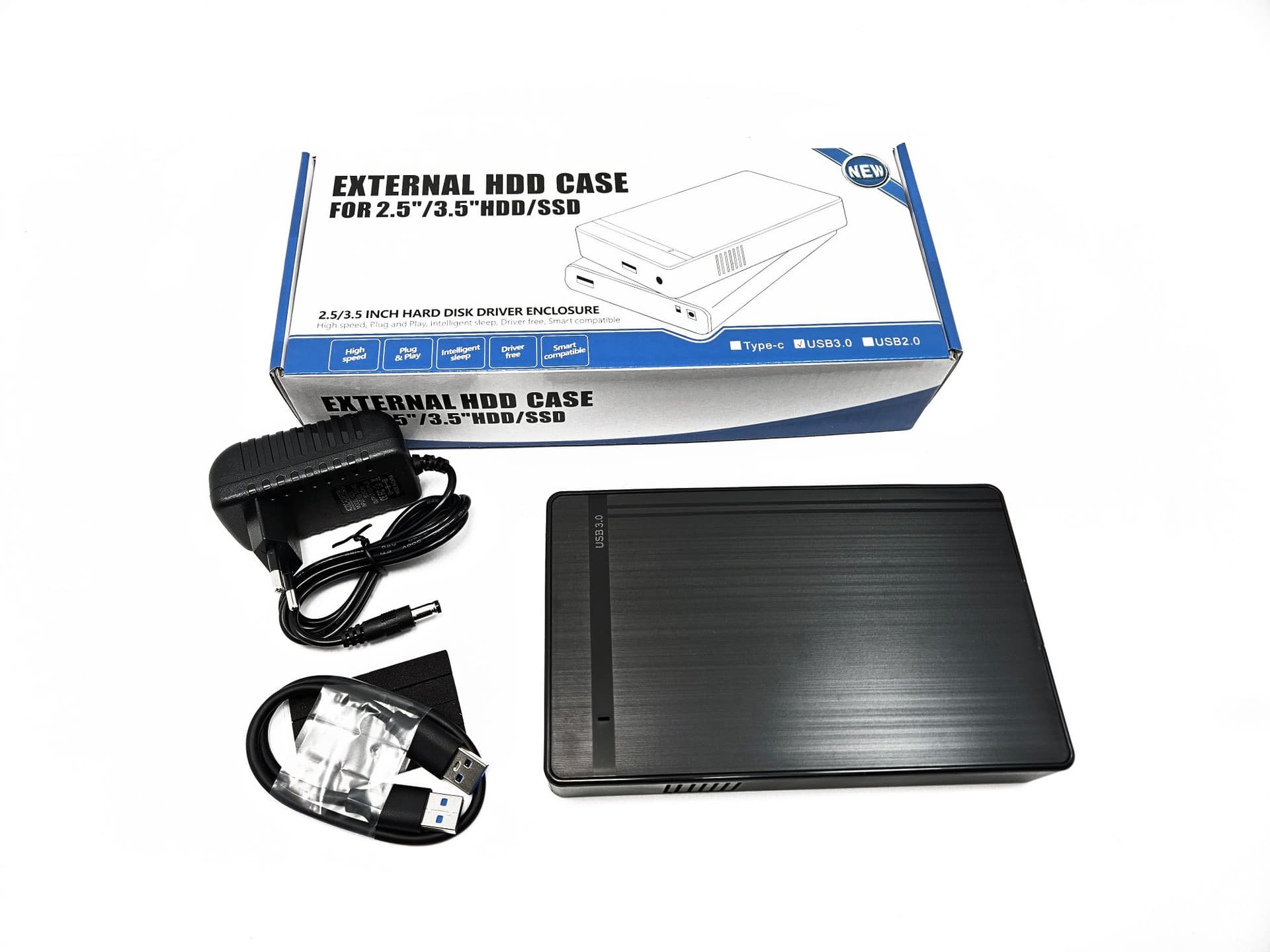 Box Case Esterno per Hard Disk HDD SSD 2,5" 3,5" SATA USB 3.0 Driver Free Standby Intelligente Alta Velocità Lettura e