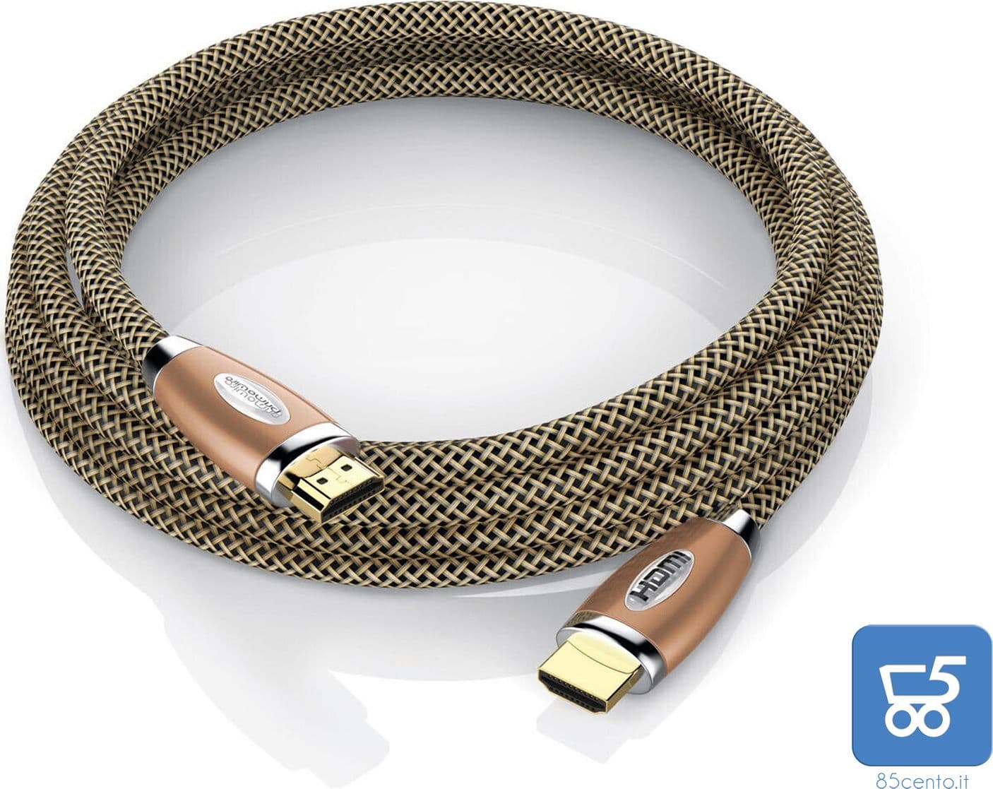 Cavo HDM 5Mt Maschio Maschio con guaina in nylon 4k Ultra HD 2160p connettore metallico Gold - Premium – Primewire – gioiello