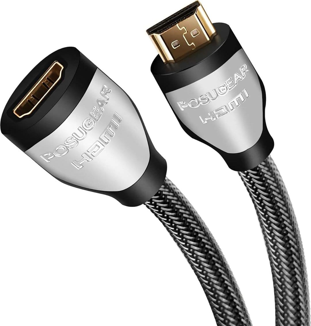 Cavo di Prolunga HDMI Maschio Femmina 2 Metri Nylon Intrecciato Ultra HD 4K 3D 1080p ARC HDR compatibile con HDMI 2.0 A/B,