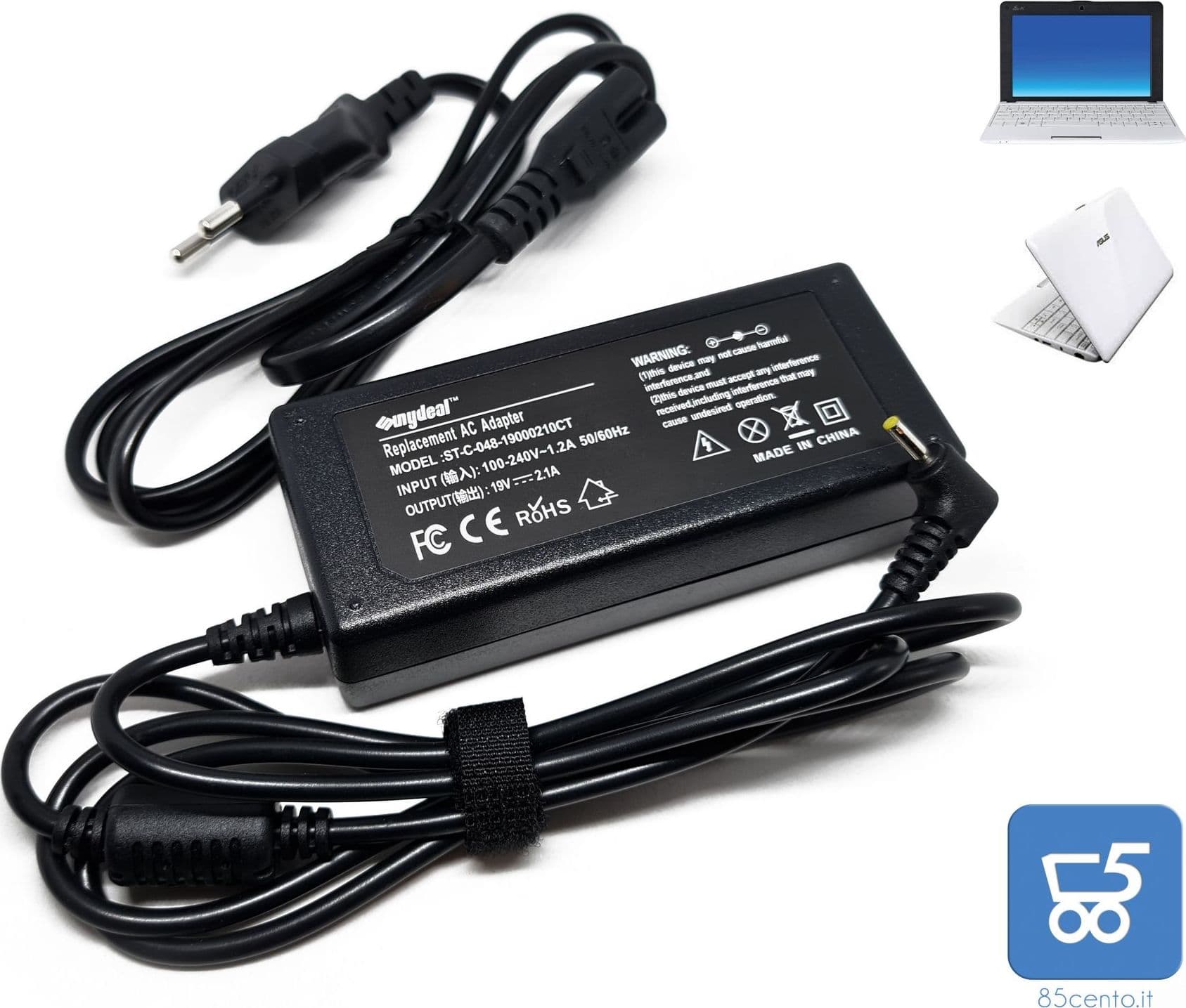 Alimentatore 19V 2.1A 40W 2.5X0.7mm compatibile Asus Netbook Eee PC Zenbook – Sunydeal – elettronica
