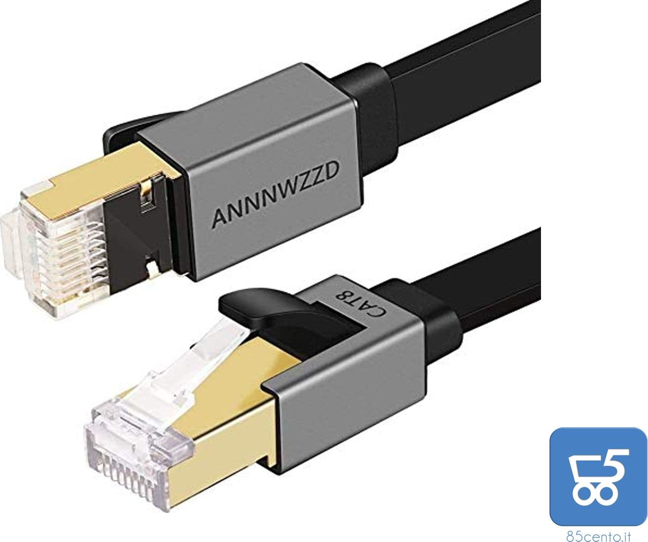 Cavo Ethernet Piatto CAT 8 2000MHz S/STP PIMF Patch in PVC 15 Metri High Speed 26AWG Patch 40Gbps RJ45 - 2