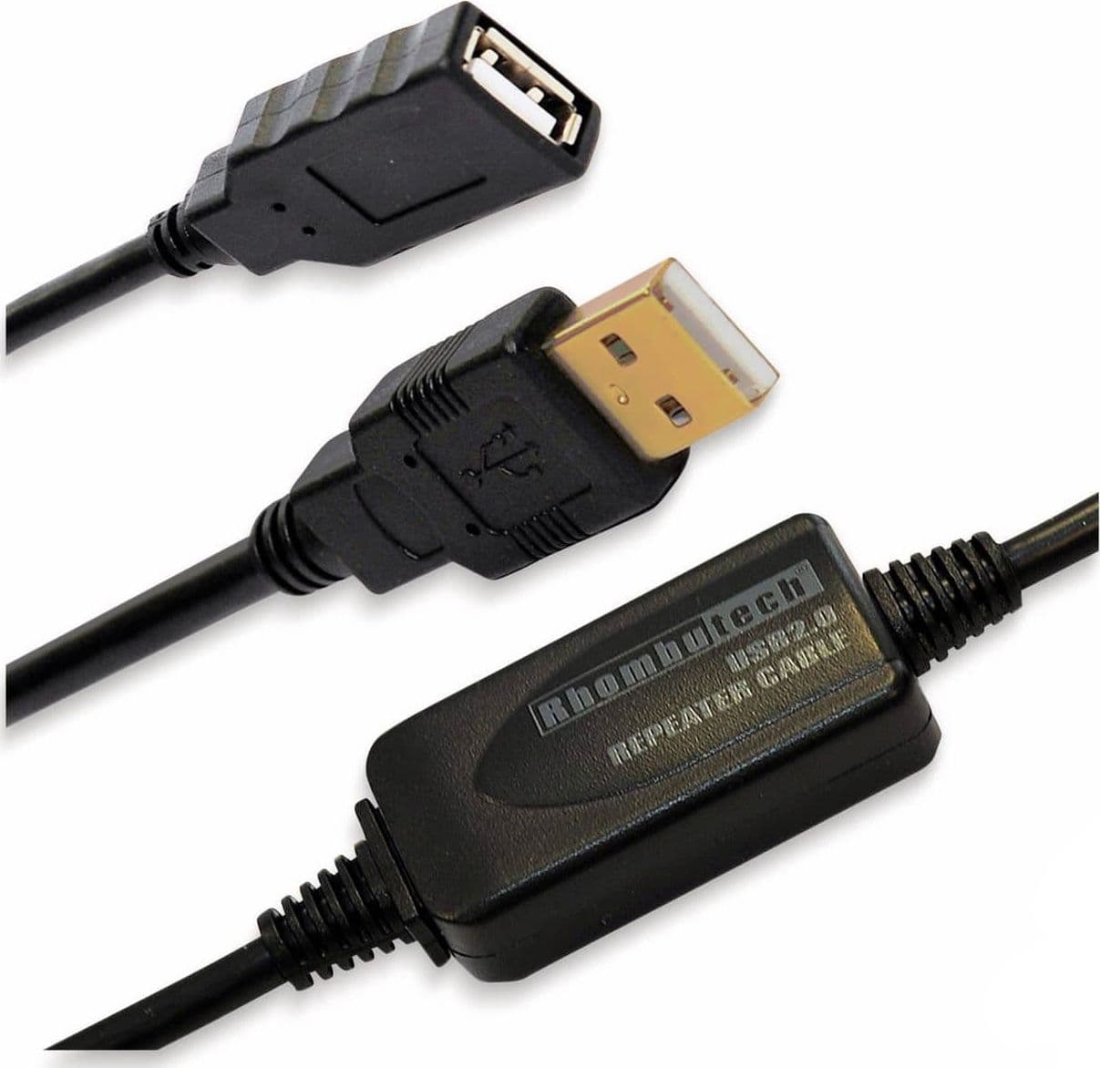 Cavo prolunga USB 2.0 Maschio Femmina RHOMBUTECH 15 m Con Ripetitore Integrato 480 Mb/s – dorato
