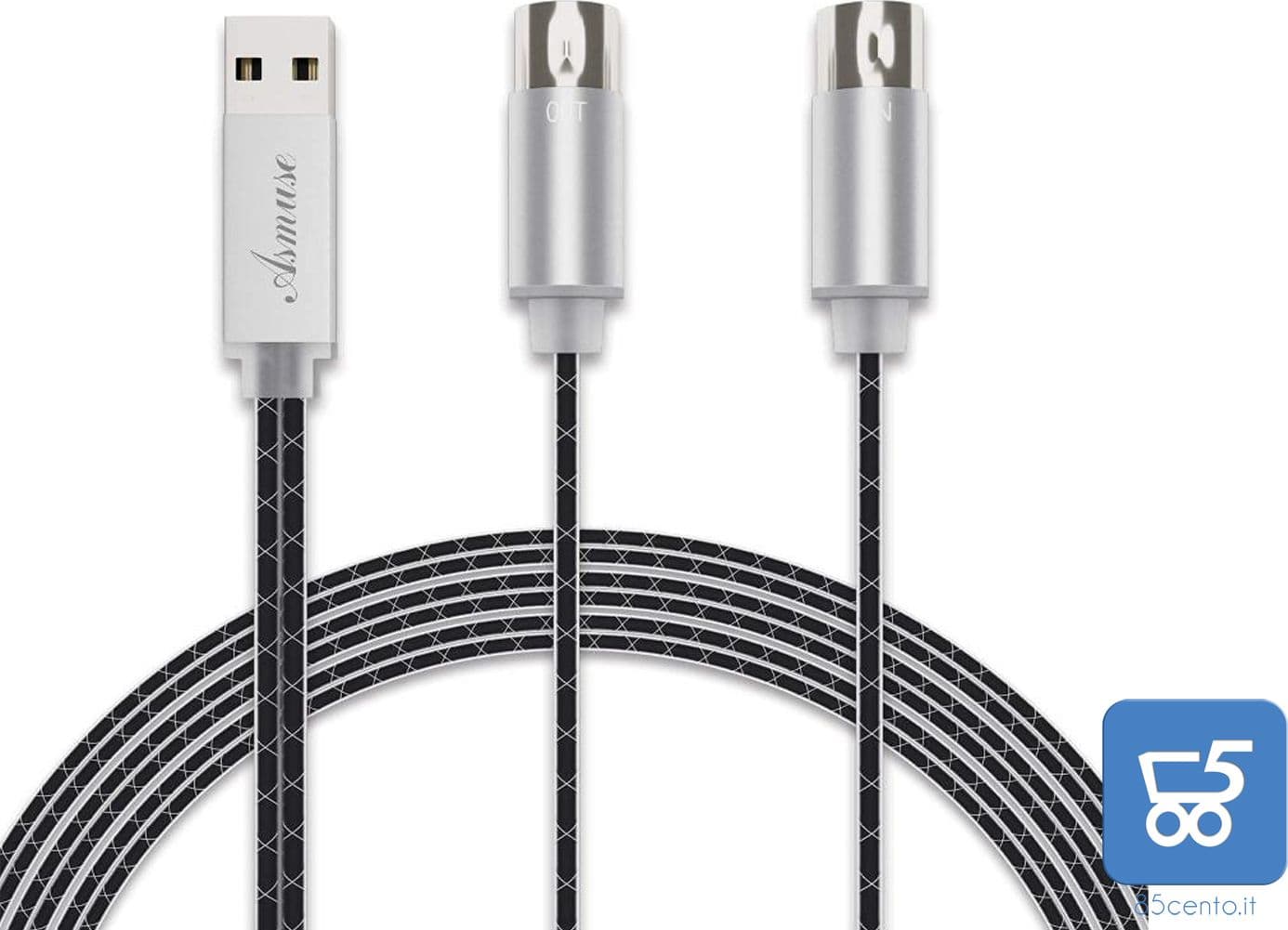 Cavo USB MIDI Asmuse per Registrazione Collegamento Tastiera a Computer - 3