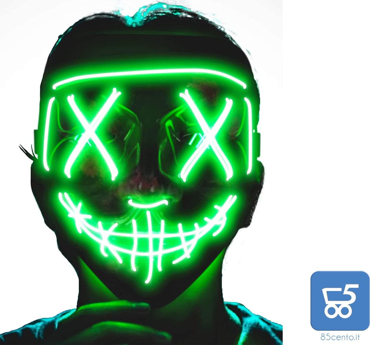Maschera LED Halloween, the Purge Mask LED che si Illumina nella Notte, 3 Modalità di Luci,  per Costume Cosplay Festa e