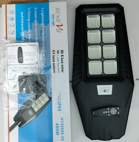 LAMPIONE 400W PANNELLO SOLARE INTEGRATO CREPUSCOLARE IP65 LUCE Fredda 130lm/w - 5