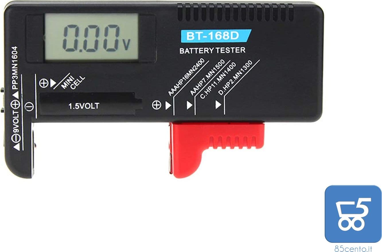 Tester Digitale di Capacità Pile Batterie LCD per AA, AAA, C, D, 9V, mini cella – elettronica