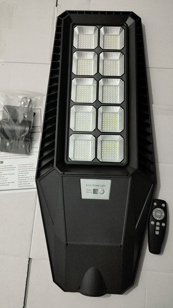LAMPIONE 500W PANNELLO SOLARE INTEGRATO CREPUSCOLARE IP65 LUCE Fredda 130lm/w - 7