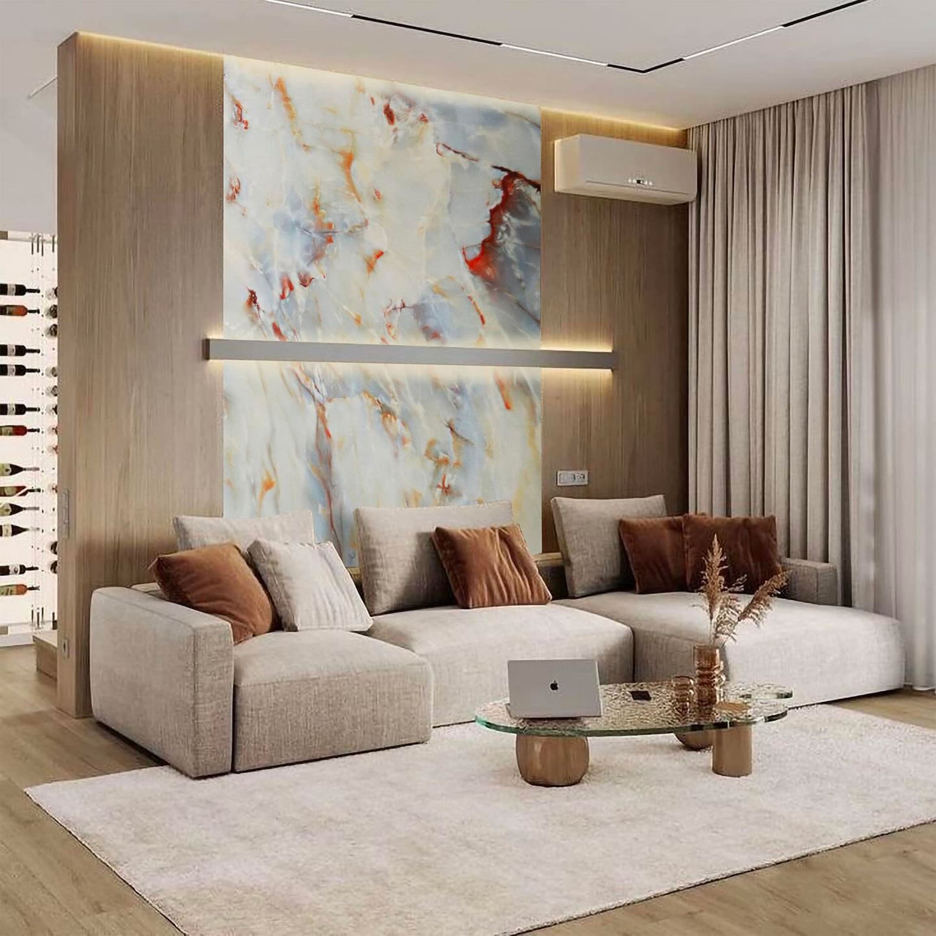 Pacco da n.4pz (2,9mq) Pannelli rivestimento in Polimeri Ultrarealistico effetto Marmo lucido 1220x600x4mm mod.AMALFI - Eternal Parquet