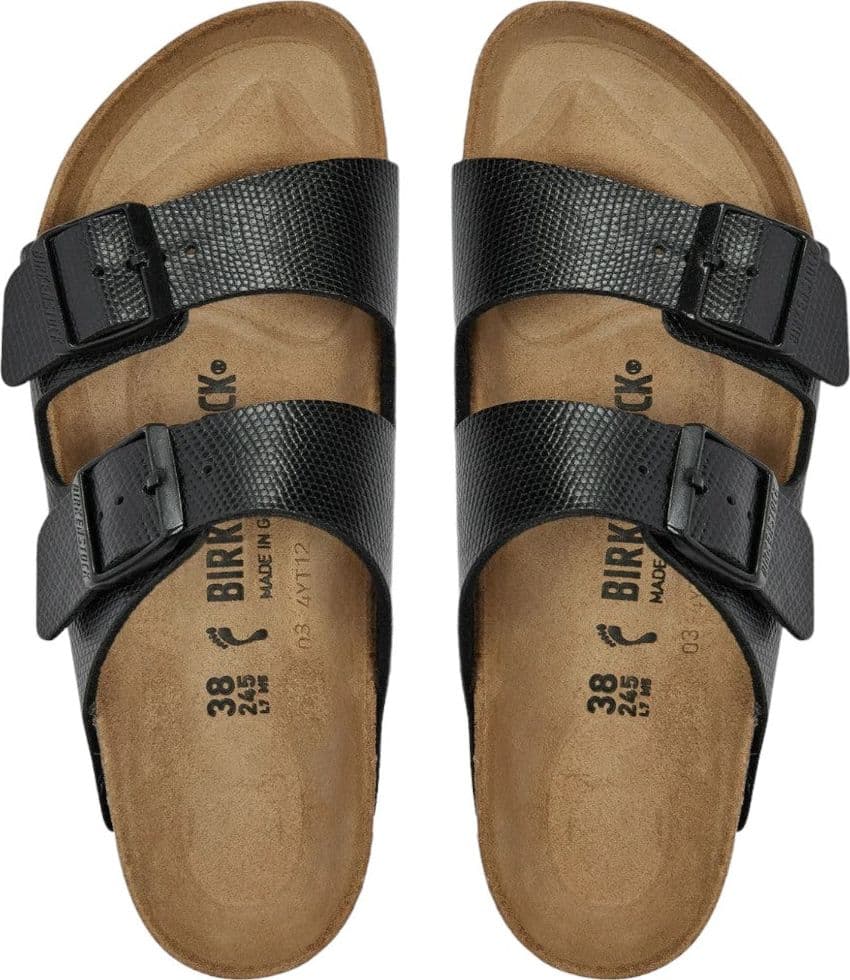 Birkenstock ciabatta Arizona hiny lizard black, Birko Flor Embossed 1027835 Ciabatte Birkenstock