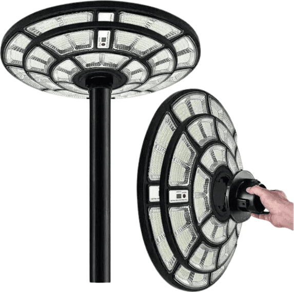 LAMPIONE SOLARE LED UFO 3000W ESTERNO ROTONDO GIARDINO FARO LUCE FREDDA CREPUSCOLARE IP66 LM - 4
