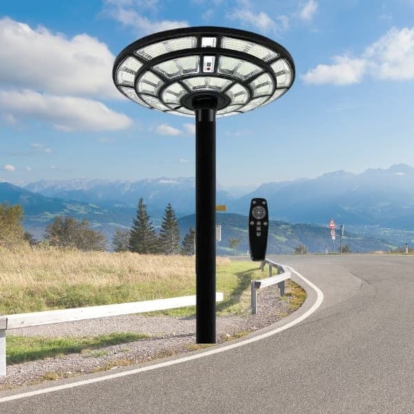 LAMPIONE SOLARE LED UFO 3000W ESTERNO ROTONDO GIARDINO FARO LUCE FREDDA CREPUSCOLARE IP66 LM - 5