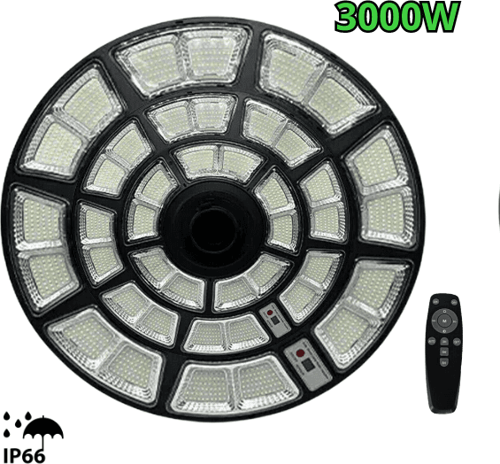 LAMPIONE SOLARE LED UFO 3000W ESTERNO ROTONDO GIARDINO FARO LUCE FREDDA CREPUSCOLARE IP66 LM - 6