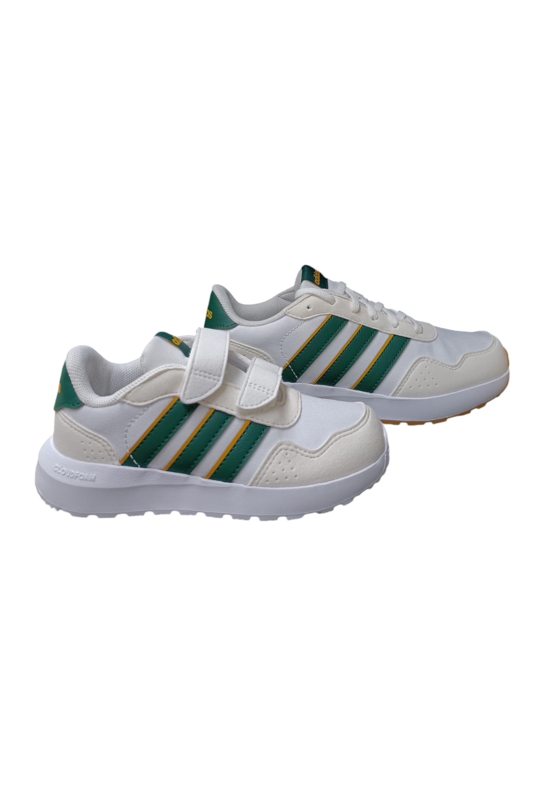 Scarpe sneakers Bambini e ragazzi adidas RUN 60s  bianco-verdone-giallo dal 28 al 35 velcro dal 36 al 40 laccio