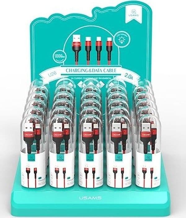 cavo dati lightning in box cilindrico antistrappo 100cm 2Ah rosso - 2
