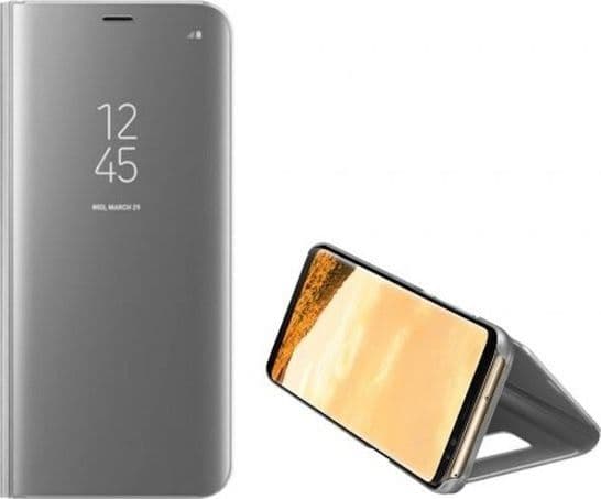 custodia book clear view per iphone 12 mini silver