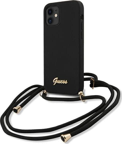 cover guess iphone 12 mini con laccio da collo pink