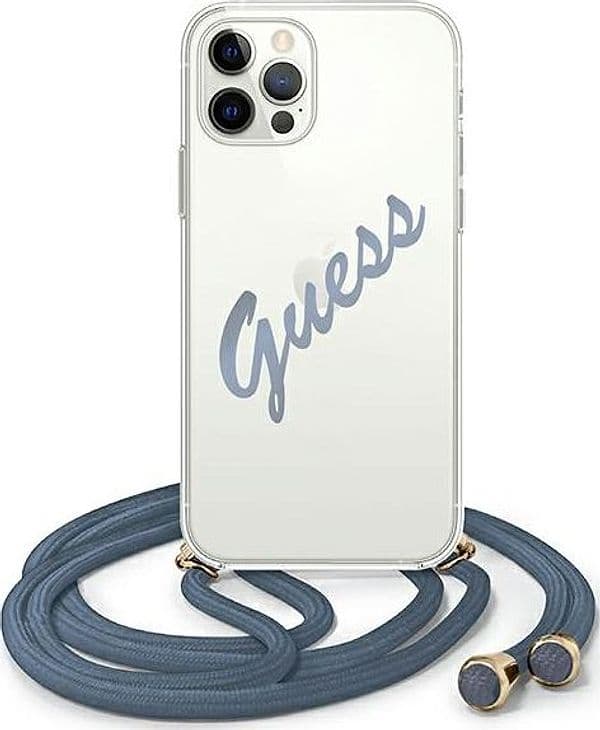 cover guess iphone 12 / 12  pro con laccio da collo blu