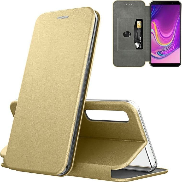 custodia a libro huawei p40 lite con porta carte di credito gold
