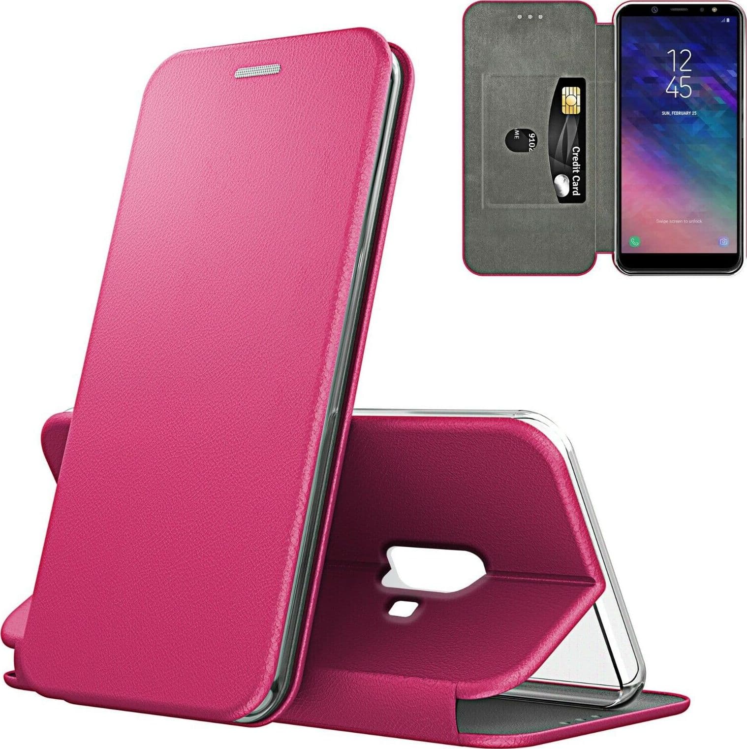 custodia a libro samsung S10 con porta carte di credito pink - 2