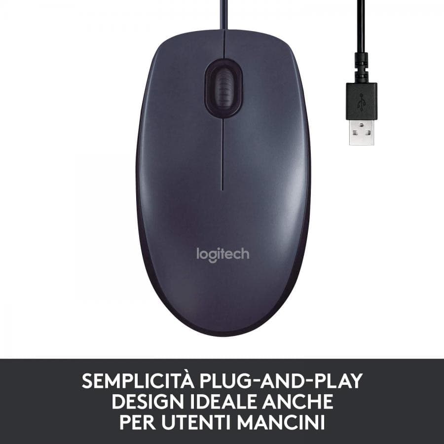 mouse a filo usb logitech nero