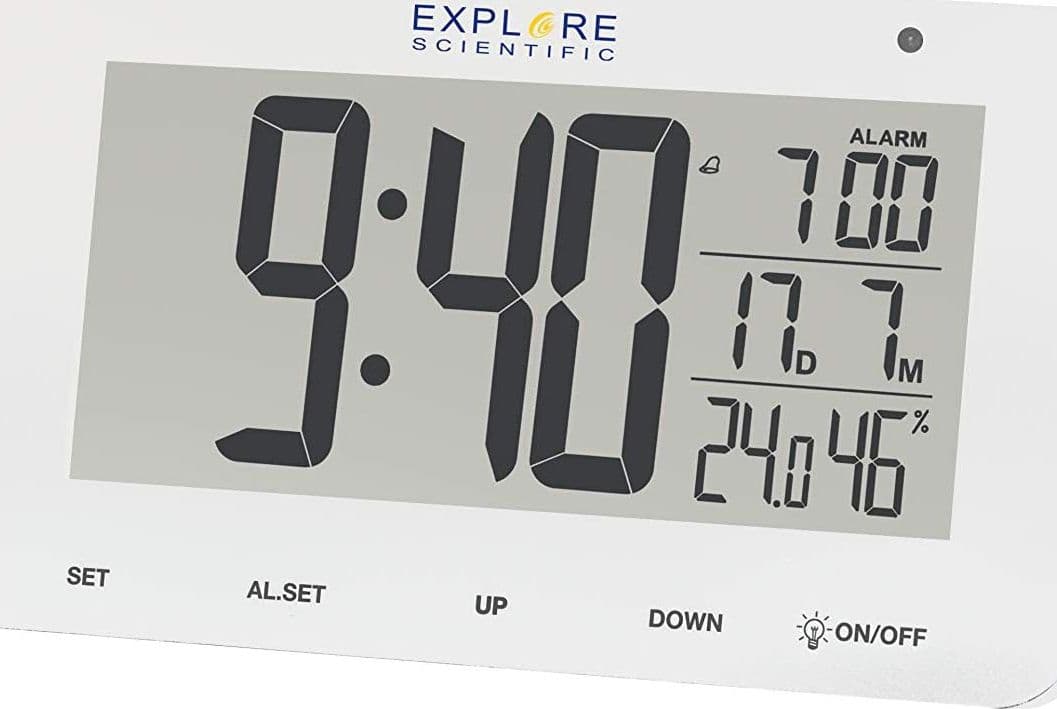 sveglia da tavolo radiocontrollato con temperatura e umidità interna bianco - 3