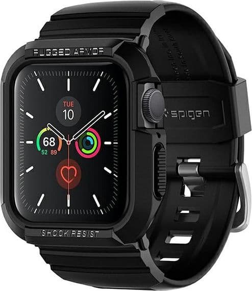 cinturino apple watch 4/5/6/7/SE 40/41mm con proteggi  display Spigen Rugged Armor Pro nero
