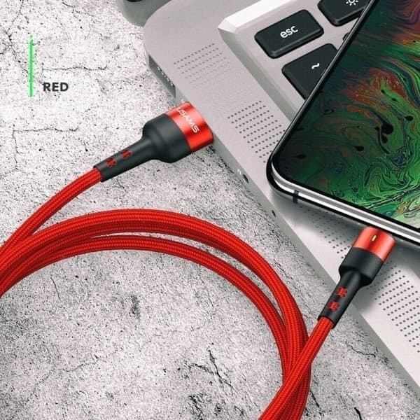 cavo dati usb / usb-c in box cilindrico   antistrappo 100cm 3Ah rosso - 2