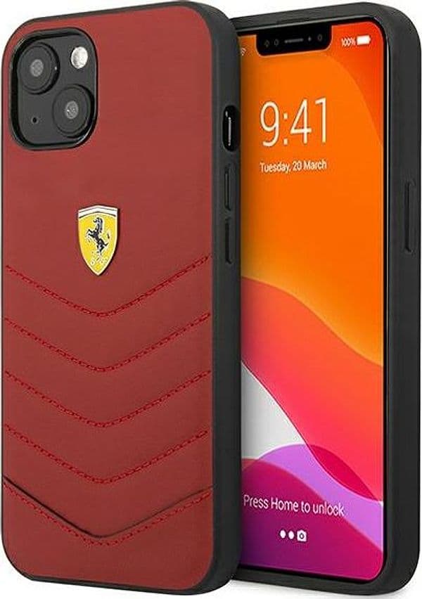 cover ferrari iphone 13 mini vera pelle rossa