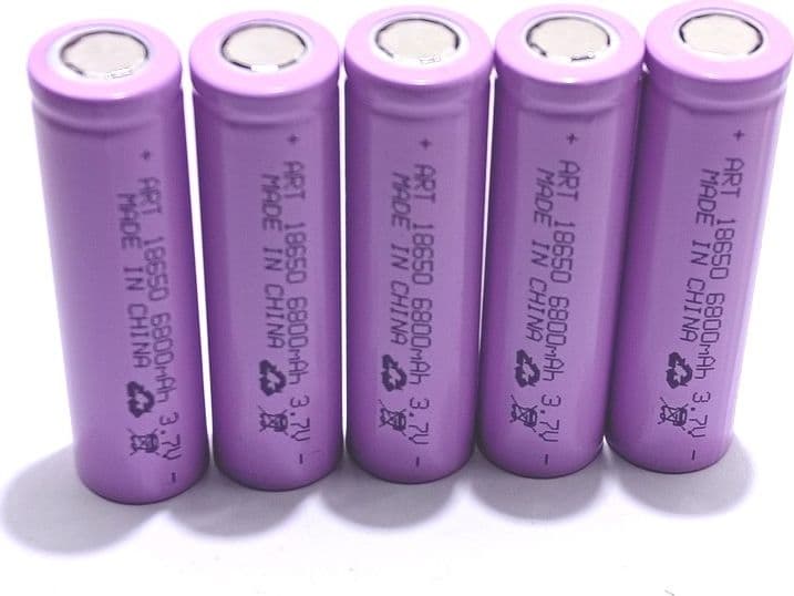 5 BATTERIE 18650 3,7V 6800mAh LITIO TESTA PIATTA SALDARE RICARICABILE PACCO BATTERIA TORCIA – viola