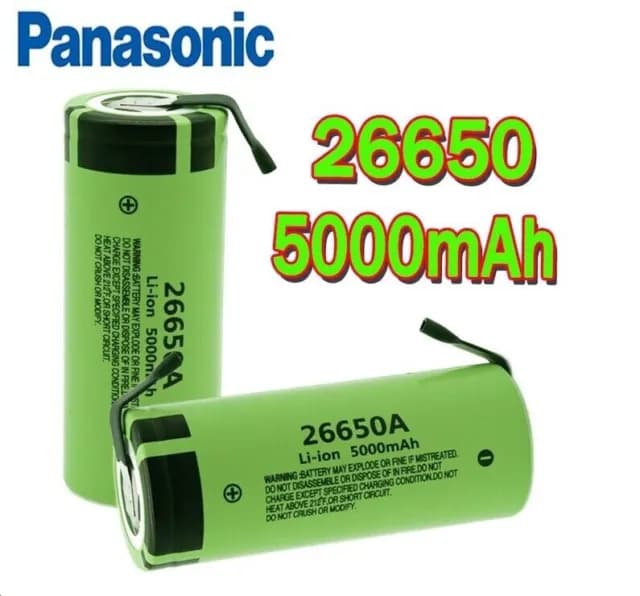 Batteria 26650 Litio Ricaricabile Panasonic Batteria Lamella Pacco 3.7V 5000mAh - 2