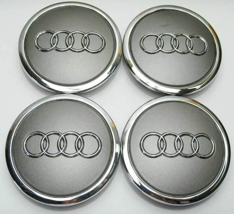 Set Tappi copri mozzo Cerchi in Lega Coprimozzo 61mm Compatibili Audi  Grigio A3 A1 A4 A5 A6 Q5 Q7 - 5