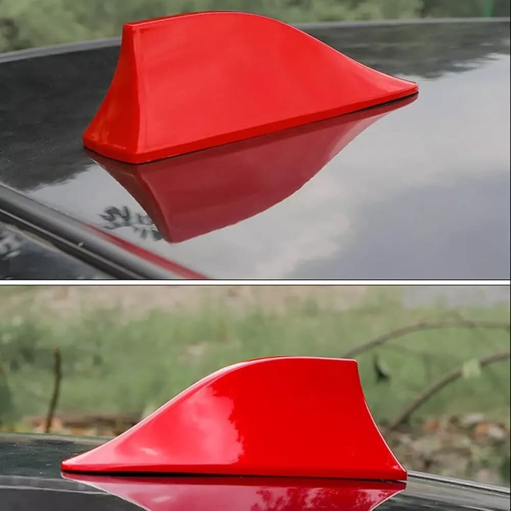 ANTENNA PINNA SQUALO SHARK AUTO ROSSO SEGNALE RADIO AM FM - 2