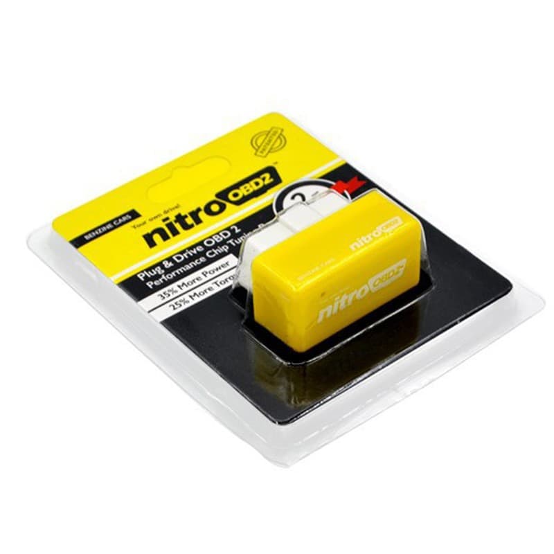CHIP OBD2 NITRO MODULO AGGIUNTIVO GIALLO OBDII CENTRALINA AUTO BENZINA METANO AUMENTO POTENZA PRESTAZIONI AUTO - 2