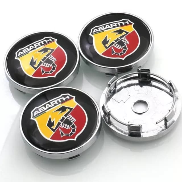 4 Tappi mozzo FIAT 500 ABARTH FIAT PUNTO Cerchi in Lega Coprimozzo da 60 mm Borchie compatibili - 2