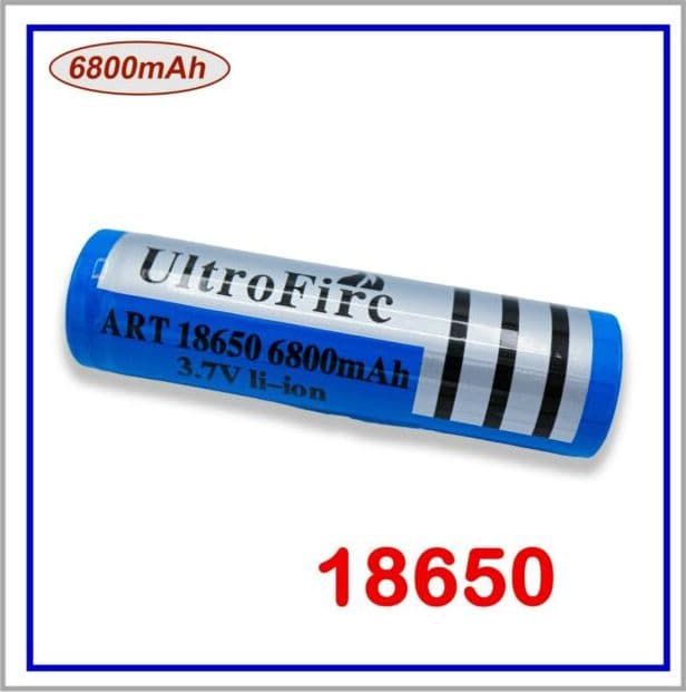 BATTERIA LITIO 18650 3.7V 6800 mAh PILA RICARICABILE TESTA ALTA TRAPANO TORCIA PACCO BATTERIA – blu
