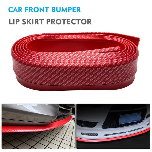 SPOILER SAMURAI ADESIVO PARAFANGO LABBRO UNIVERSALE PROTEZIONE GOMMA TUNING RACING CARBONIO ROSSO 2,5MT - 3