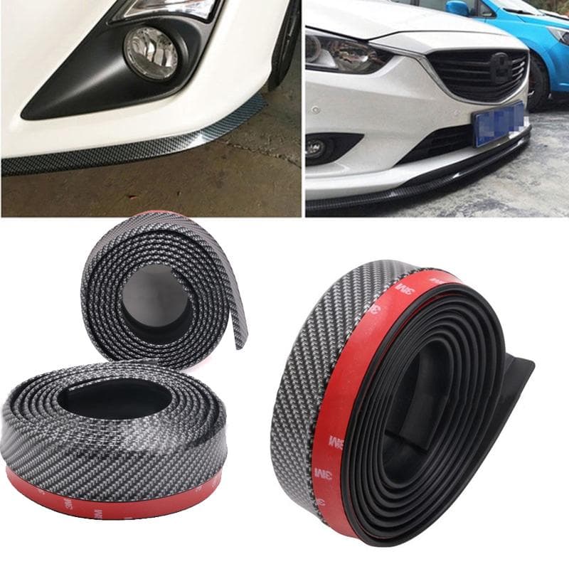 SPOILER SAMURAI LAMA LABBRO AUTO ADESIVO UNIVERSALE PROTEZIONE GOMMA TUNING CARBONIO NERO 2,5MT - 2