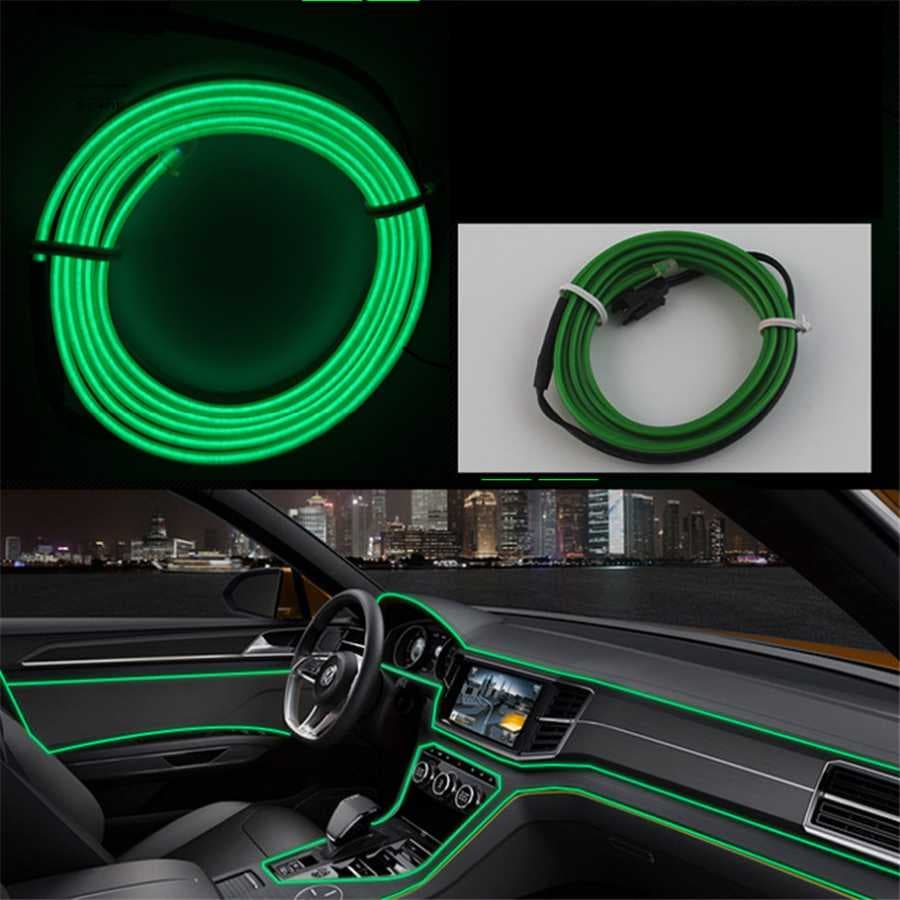 Strip striscia LED neon GREEN atmosfera auto flessibile con USB tuning decorazione interno 5M VERDE - 2