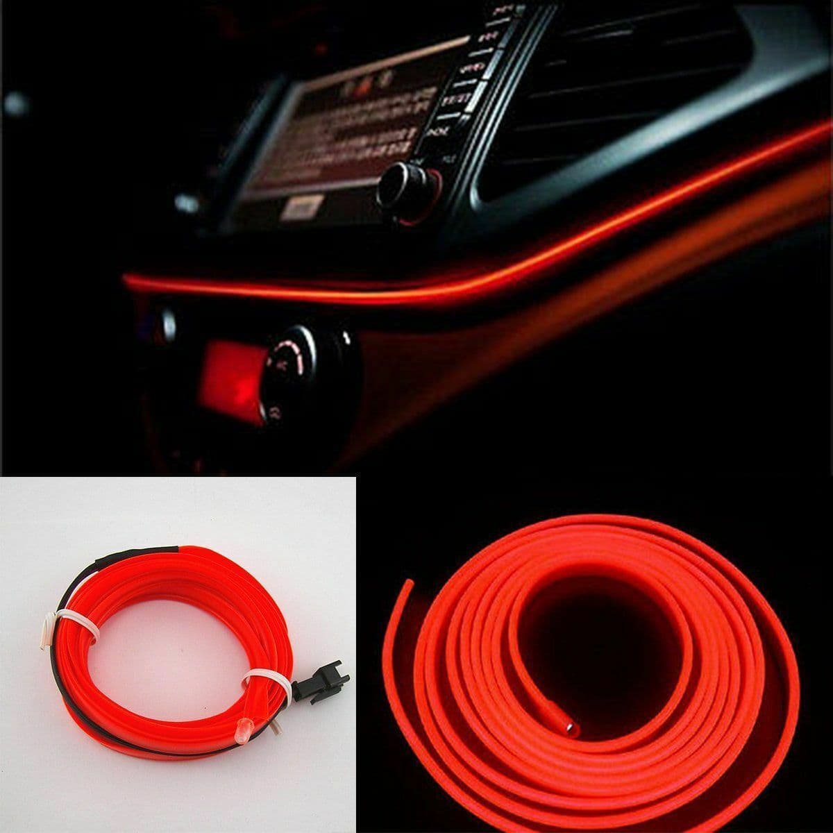 Strip striscia LED neon ROSSO atmosfera auto flessibile con USB tuning decorazione interno 5M RED - 2