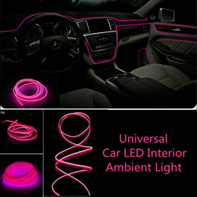 Strip striscia LED neon Viola atmosfera auto flessibile con USB tuning decorazione interno 5M PINK - 2