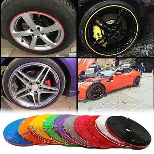 STRISCIA ADESIVA BIANCO PROTEZIONE CERCHI IN LEGA DA GRAFFI DECORAZIONE TUNING CAR SPORT RACING - 2