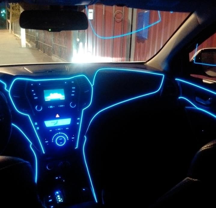 Strip striscia LED neon atmosfera auto flessibile con USB tuning decorazione interno 5M BLU - 2