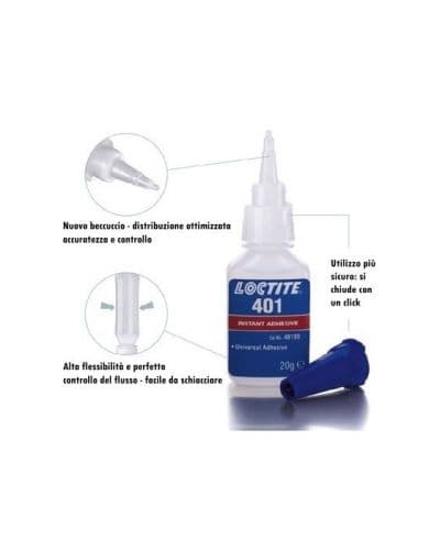 LOCTITE 401 GLUE COLLA adesivo rapidissimo metalli plastica legno 20G super adesiva* - 2