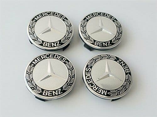 SET 4 Tappi mozzo AMG MERCEDES BENZ Cerchi in Lega Coprimozzo da 75 mm Borchie NERO - 2