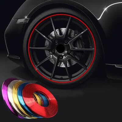 STRISCIA ADESIVA ROSSO CROMATO PROTEZIONE CERCHI IN LEGA DA GRAFFI DECORAZIONE TUNING AUTO MOTO SUV - 2