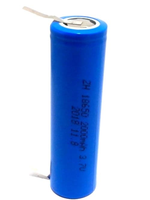 3 Batterie 18650 2000mAh 3,7V Ricaricabile Litio Paglietta Linguette Saldabile Pacco - 3