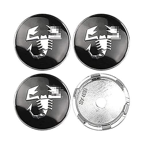 4 Tappi coprimozzo FIAT 500 ABARTH FIAT PUNTO Cerchi in Lega Coprimozzo da 60 mm Borchie  NERO compatibili - 2
