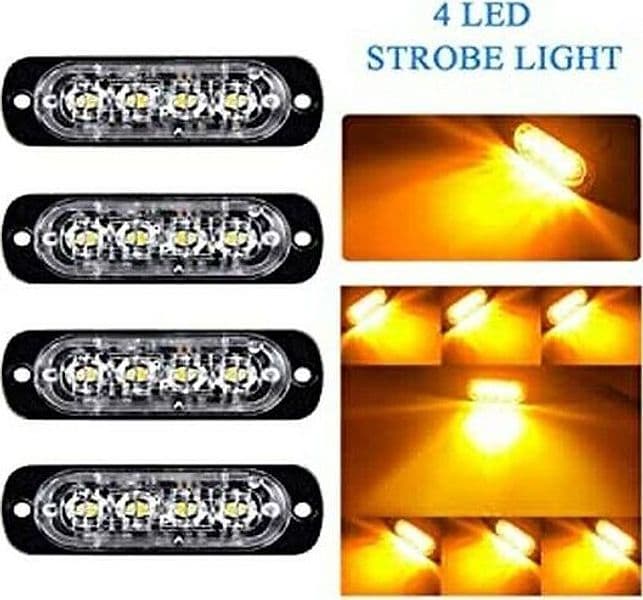 Luce ingombro strobo Giallo 4 LED 8W Tuning Emergenza Luci Lampeggiante Soccorso – lampada
