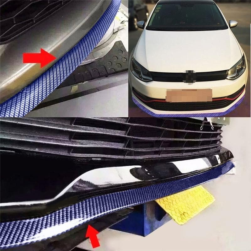 SPOILER SAMURAI LABBRO LAMA PARAFANGO ADESIVO UNIVERSALE PROTEZIONE GOMMA TUNING CARBONIO BLU 2,5MT - 2